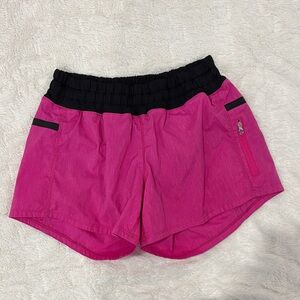 Lululemon Hot Pink Athletic Running Shorts Size 4 | Zip Pocket Adjustable Waist